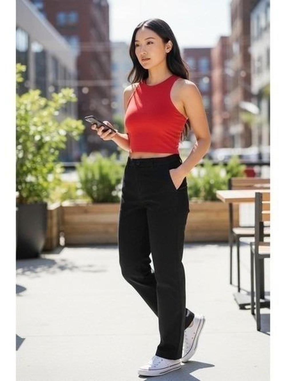 Athleta Red Sleeveless Crop Tank Top